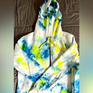 Aviator Nation Neon Tie Dye Zip Up Hoodie Small